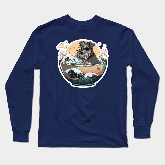 Master Schnauzer Taking a Bath - Schnauzer Series Long Sleeve T-Shirt by SLMGames